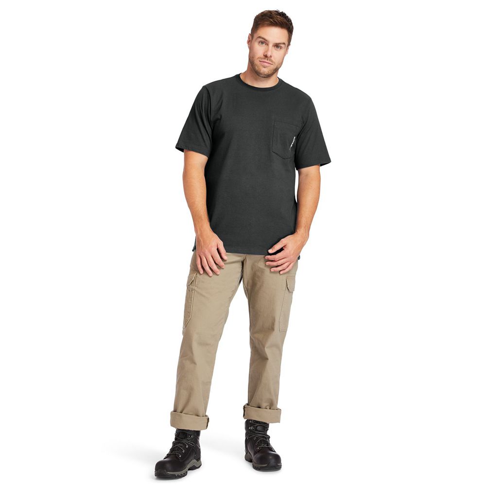 Tricouri Timberland Barbati Negrii - Pro® Big & Tall Base Plate Short-Sleeve - Romania - WYQDJM516